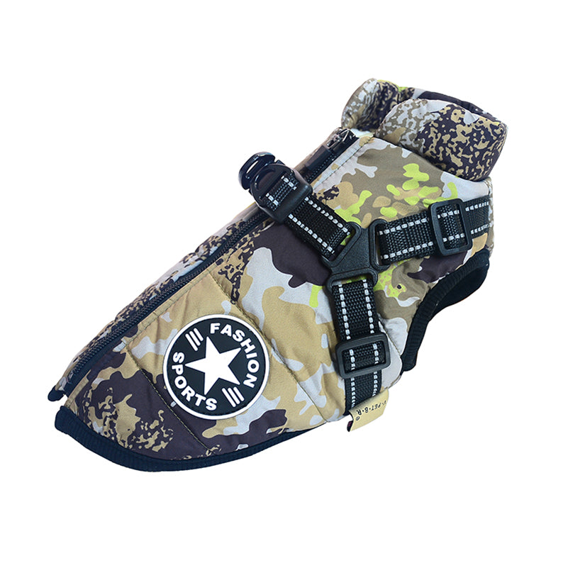 Doudoune Chien Hiver Imperméable & Polaire avec Harnais Intégré – Vêtement Chaud