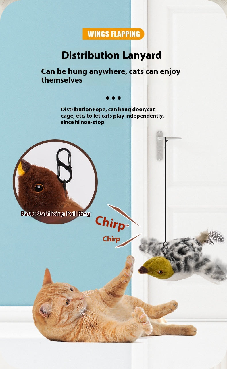 Jouet Électronique pour Chat – Oiseau Voleur et Chantant (Rechargeable USB)