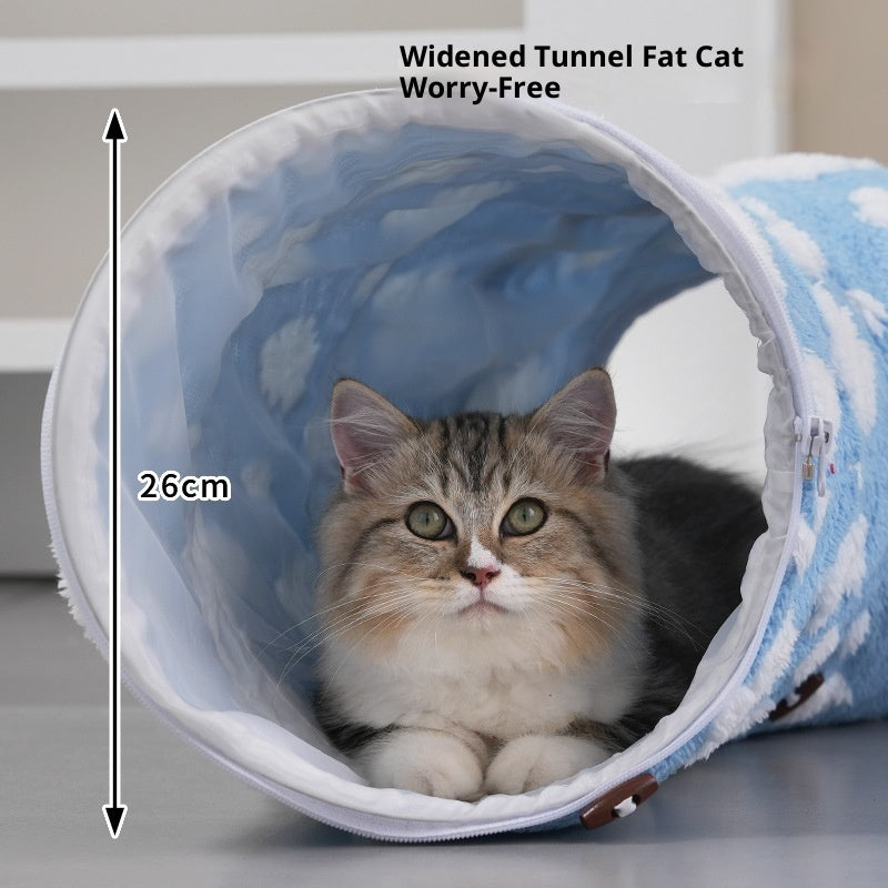Lit Tunnel pour Chat 2-en-1 Zippé - Modulable, Lavable et Anti-Stress