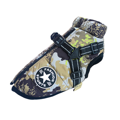 Doudoune Chien Hiver Imperméable & Polaire avec Harnais Intégré – Vêtement Chaud