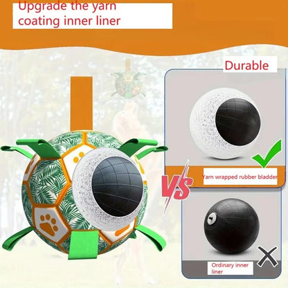 Ballon Interactif 'Soccer' pour Chien – Anti-Crevaison et Lanières de Jeu !