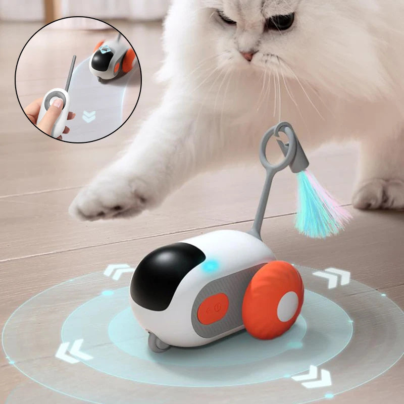 Robot Jouet pour Chat Intelligent – Télécommandé, Plume Mobile & Mode Veille Automatique