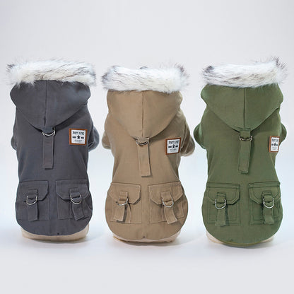 Manteau Parka Militaire pour Chien – Chaud & Capuche Fausse Fourrure