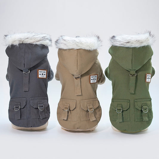 Manteau Parka Militaire pour Chien – Chaud & Capuche Fausse Fourrure