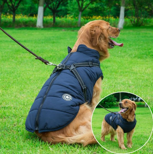 Doudoune Chien Hiver Imperméable & Polaire avec Harnais Intégré – Vêtement Chaud