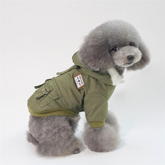 Manteau Parka Militaire pour Chien – Chaud & Capuche Fausse Fourrure