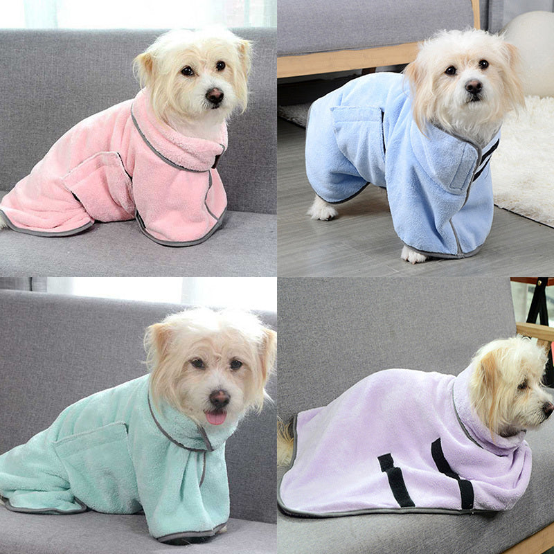 Peignoir Séchant 3-en-1 pour Chien – Serviette Absorbante, Manteau Hiver & Pyjama Douille