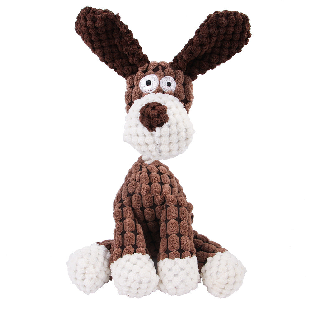 Jouets Peluches Molaire & Couineur pour Chien (Velours Côtelé & Corde)