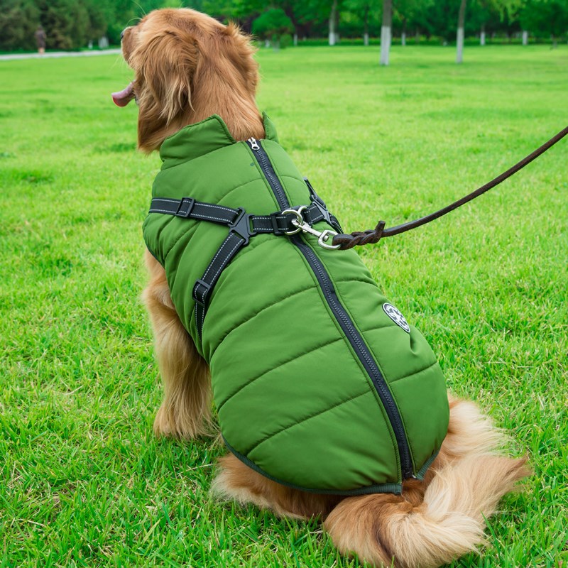Doudoune Chien Hiver Imperméable & Polaire avec Harnais Intégré – Vêtement Chaud