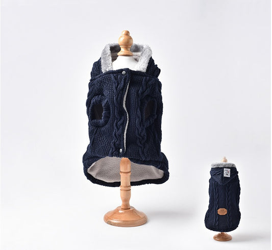 Pull pour Chien Hiver Tricoté avec Capuche Polaire