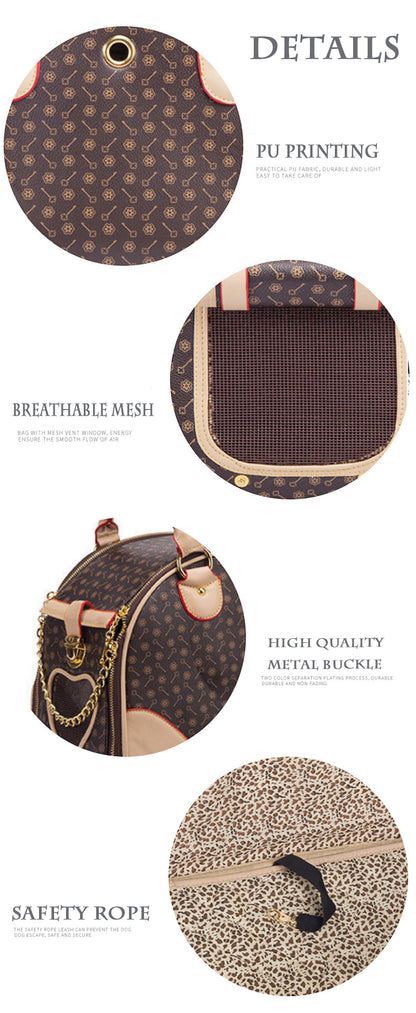 Sac de Transport Pet Fashion Luxe pour Petit Chien et Chat – Imperméable PU, Respirant & Design Élégant