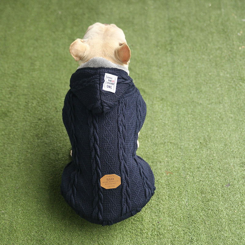 Pull pour Chien Hiver Tricoté avec Capuche Polaire