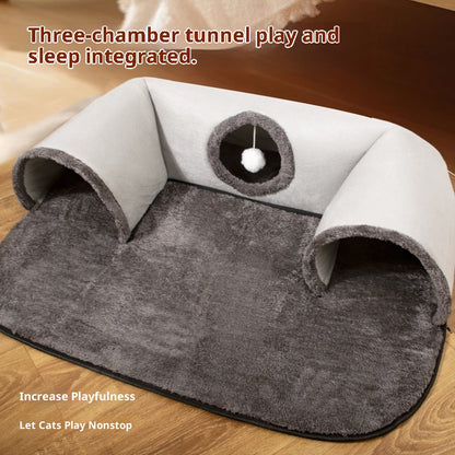 Lit-Tunnel 2-en-1 pour Chat – Nid de Jeu et Repos Douillet