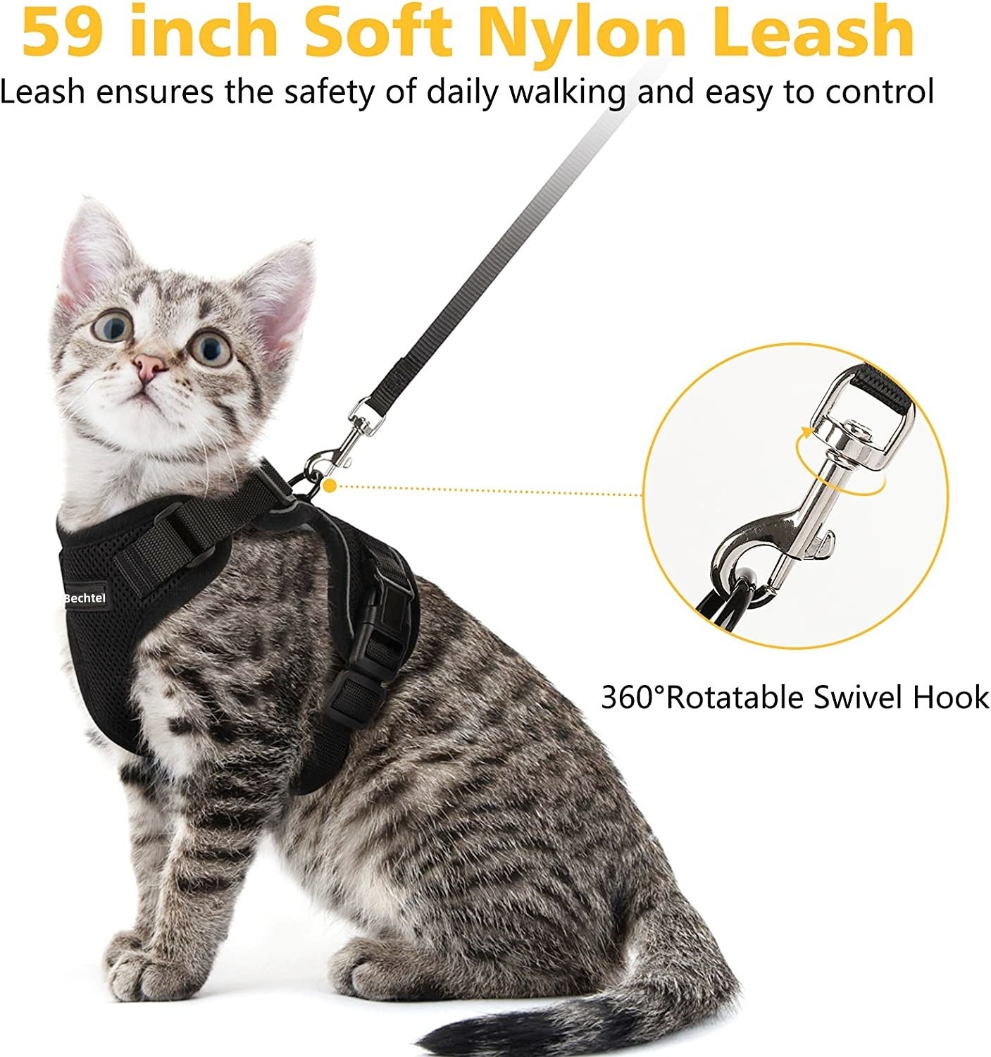 Harnais Gilet Respirant Anti-Évasion pour Chat avec Laisse