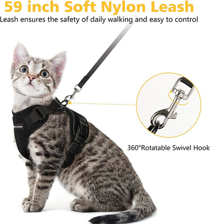 Harnais Gilet Respirant Anti-Évasion pour Chat avec Laisse