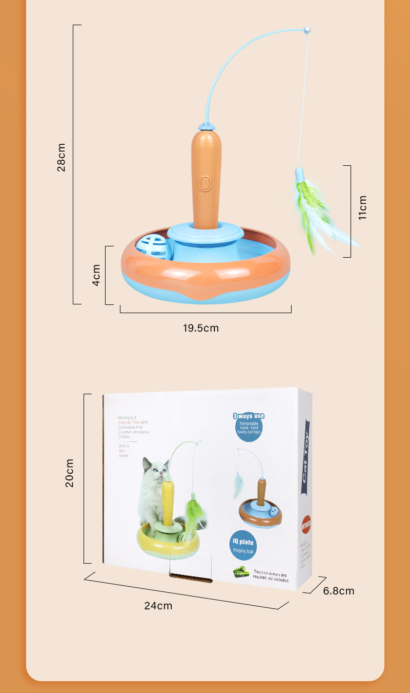 Jouet pour Chat 3-en-1 "L'Agile Chasseur" – Plume Rotative, Piste à Balle & Stimulation IQ