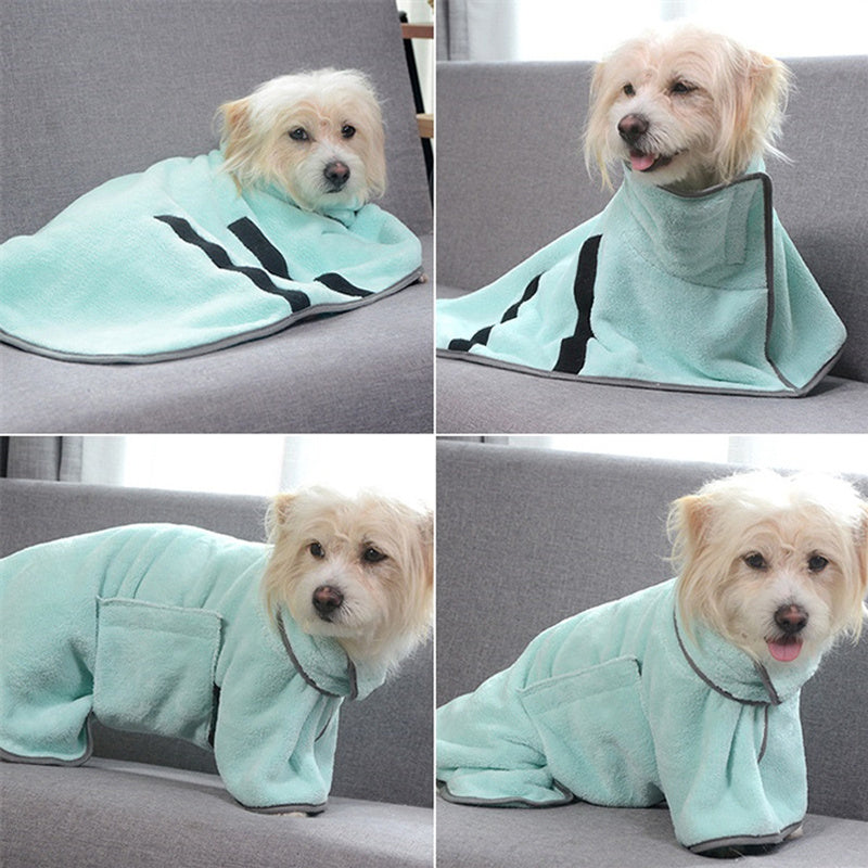 Peignoir Séchant 3-en-1 pour Chien – Serviette Absorbante, Manteau Hiver & Pyjama Douille