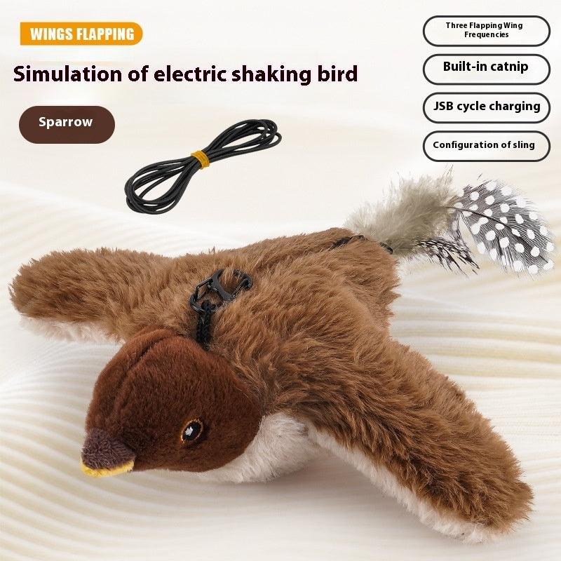 Jouet Électronique pour Chat – Oiseau Voleur et Chantant (Rechargeable USB)