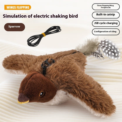 Jouet Électronique pour Chat – Oiseau Voleur et Chantant (Rechargeable USB)
