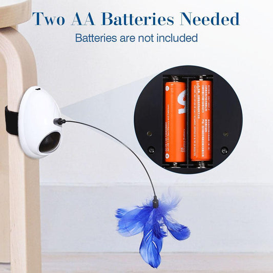 Jouet Interactif 2-en-1 pour Chat – Plume Rotative & Laser Automatique – Fixation Facile