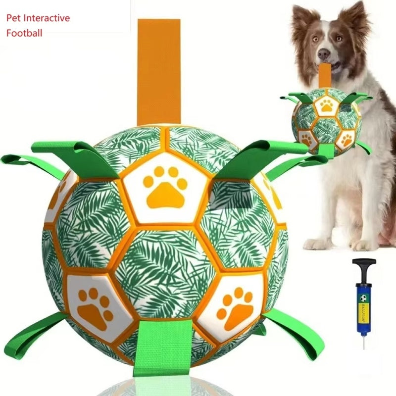 Ballon Interactif 'Soccer' pour Chien – Anti-Crevaison et Lanières de Jeu !