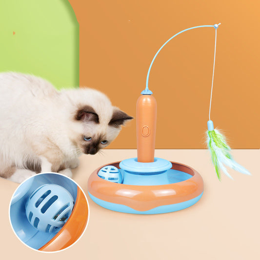 Jouet pour Chat 3-en-1 "L'Agile Chasseur" – Plume Rotative, Piste à Balle & Stimulation IQ