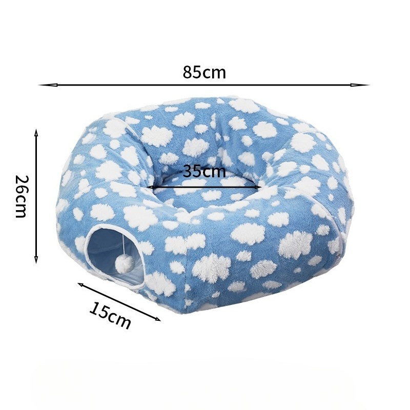 Lit Tunnel pour Chat 2-en-1 Zippé - Modulable, Lavable et Anti-Stress
