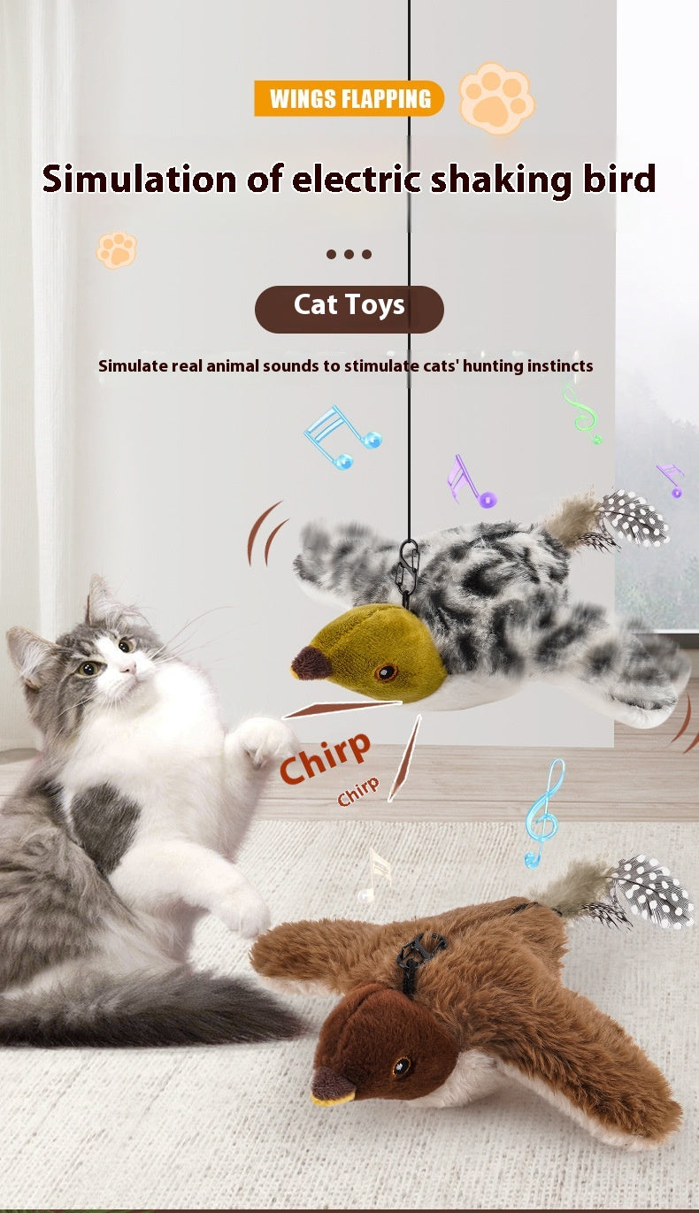 Jouet Électronique pour Chat – Oiseau Voleur et Chantant (Rechargeable USB)