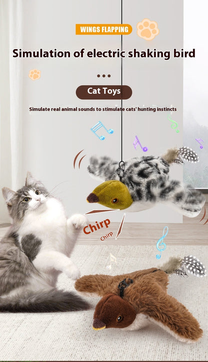 Jouet Électronique pour Chat – Oiseau Voleur et Chantant (Rechargeable USB)