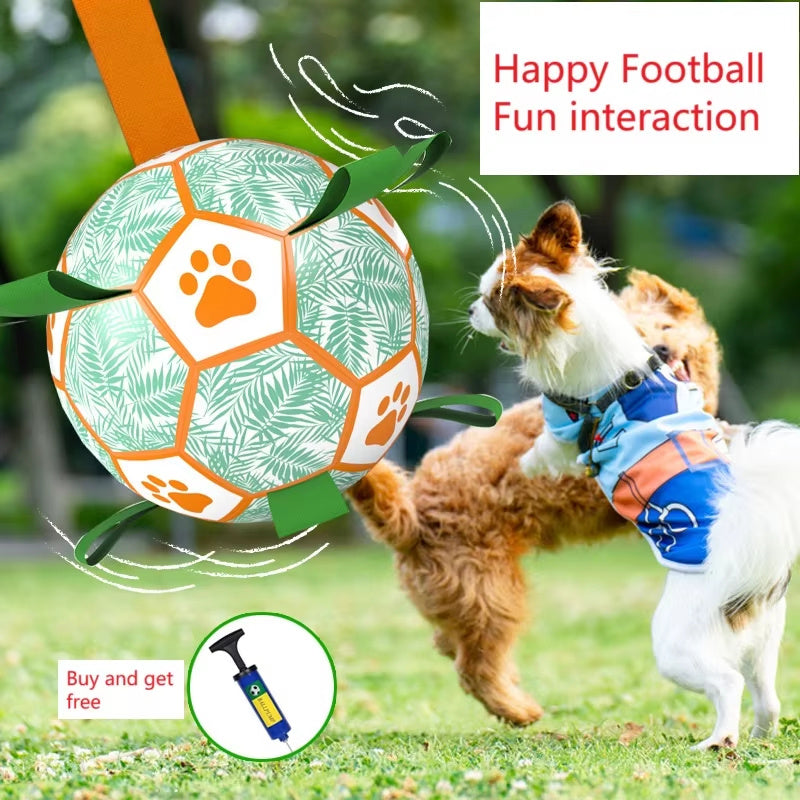 Ballon Interactif 'Soccer' pour Chien – Anti-Crevaison et Lanières de Jeu !